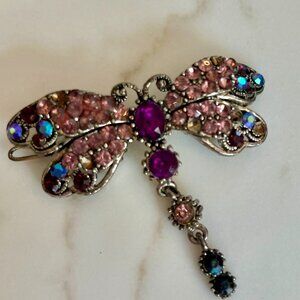 Dragonfly stone brooch